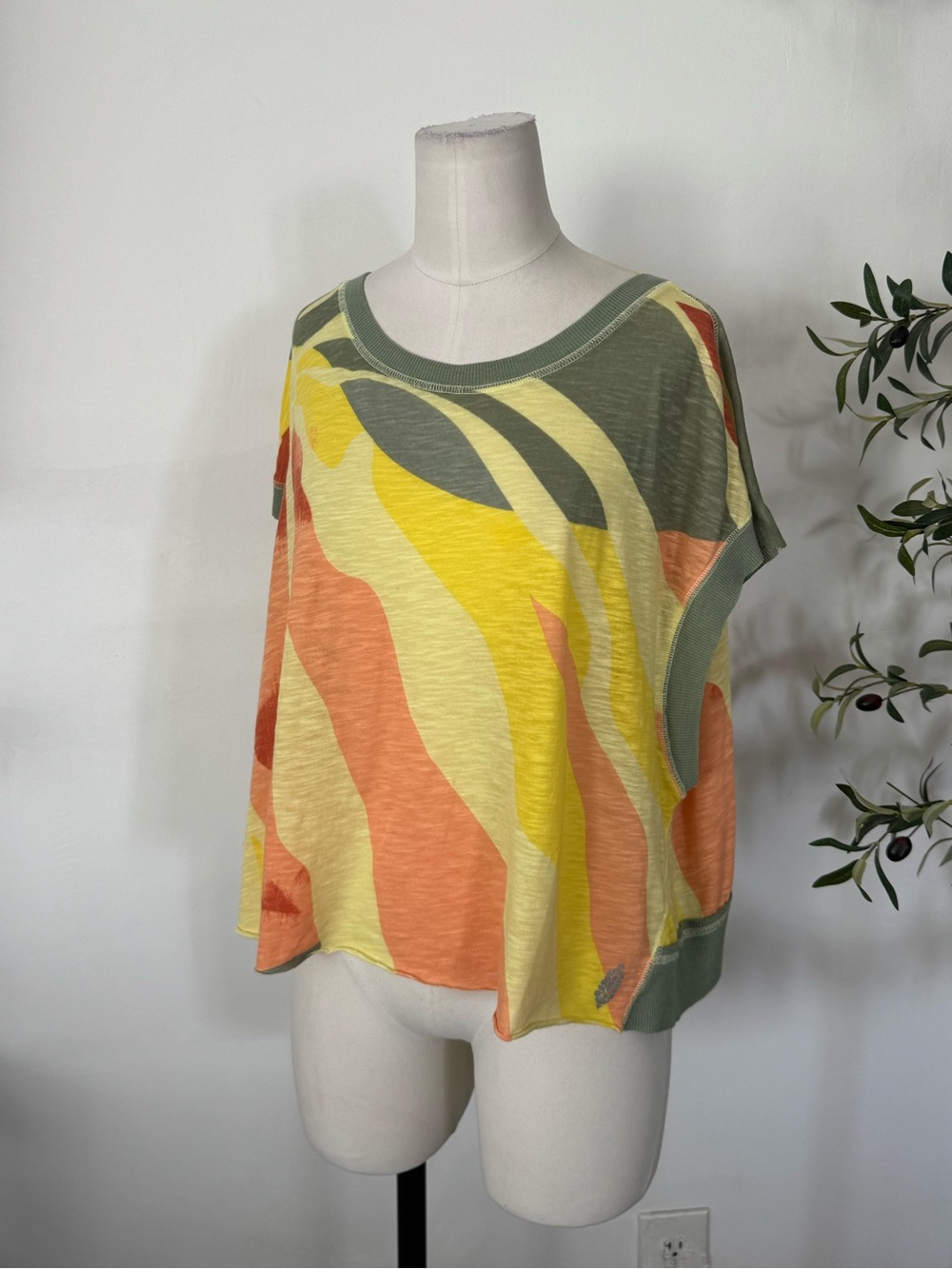 FP Movement My Time Printed Tee Size M Multicolor Oversized Open Back Top